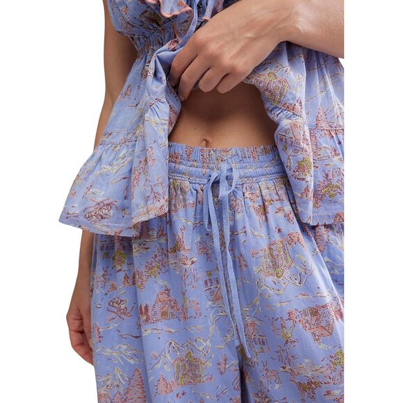 NWT Free People Womens Tangled Lights Printed Set, Cornflower Combo, Large - Picture 4 of 10